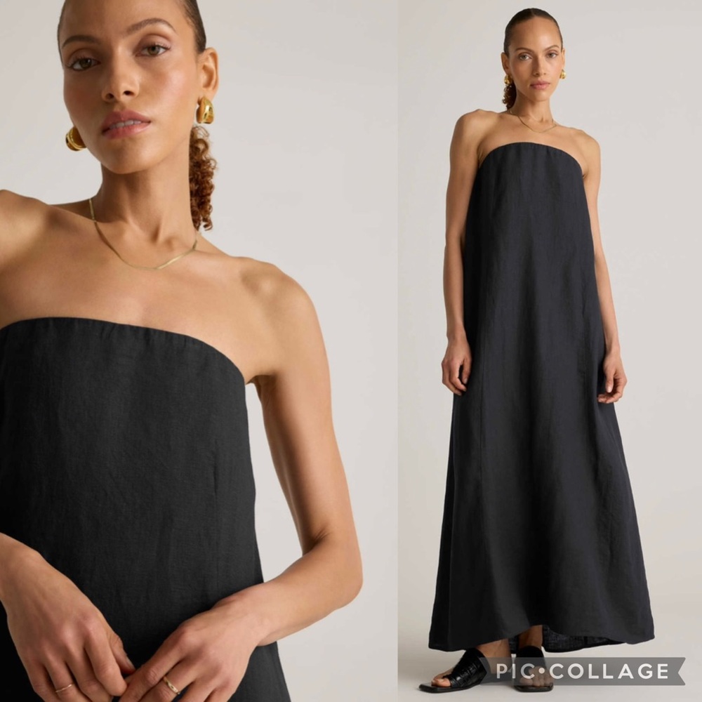 NWT Quince 100% European Linen Strapless Maxi Dress
